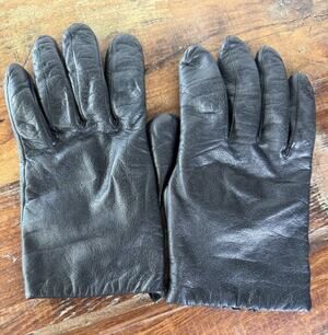 Vintage Black Genuine Leather Gloves Knit Lined Unisex Men’s Women’s 8 Inch
